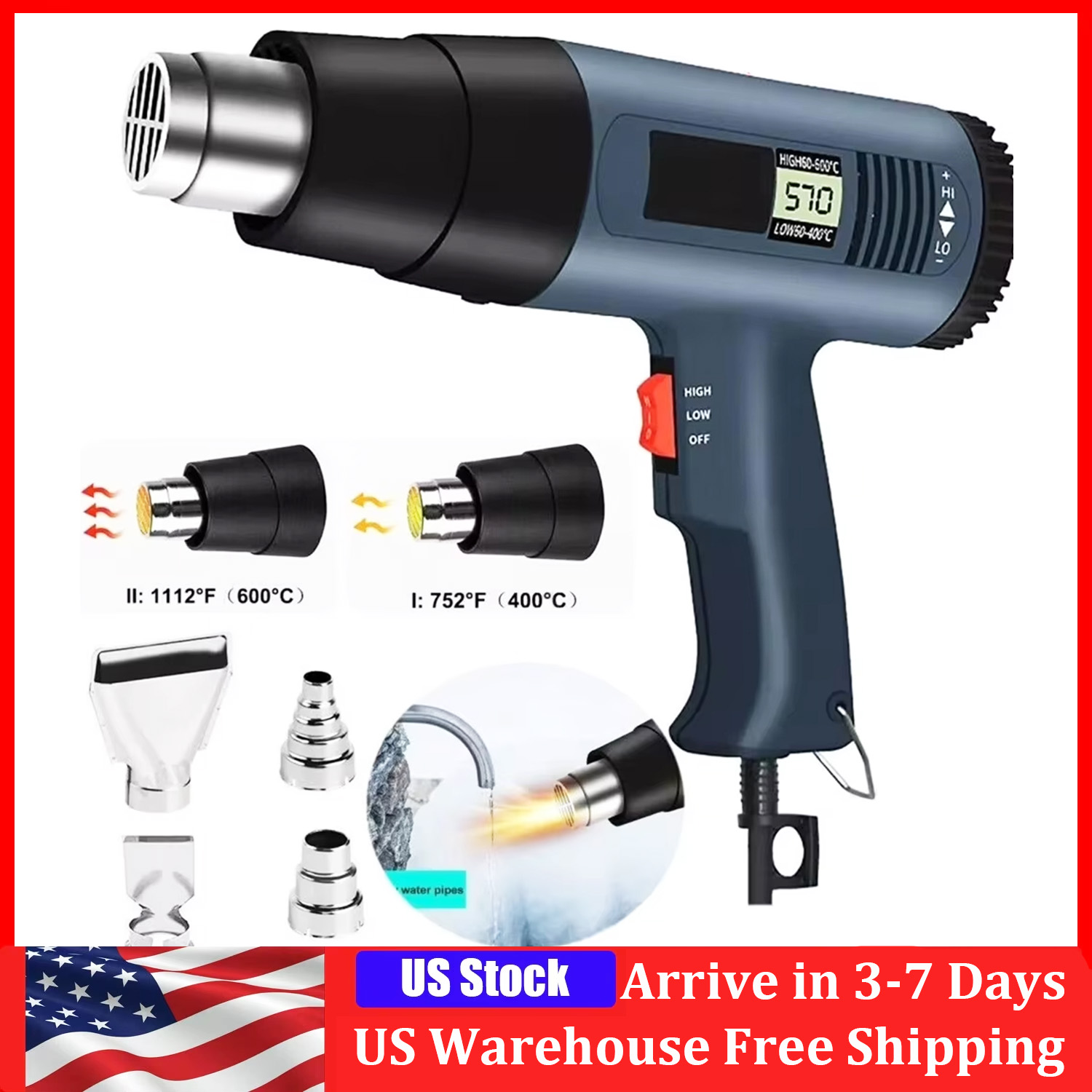 Heat Gun Small - Pistola de calor eléctrica de 2000W